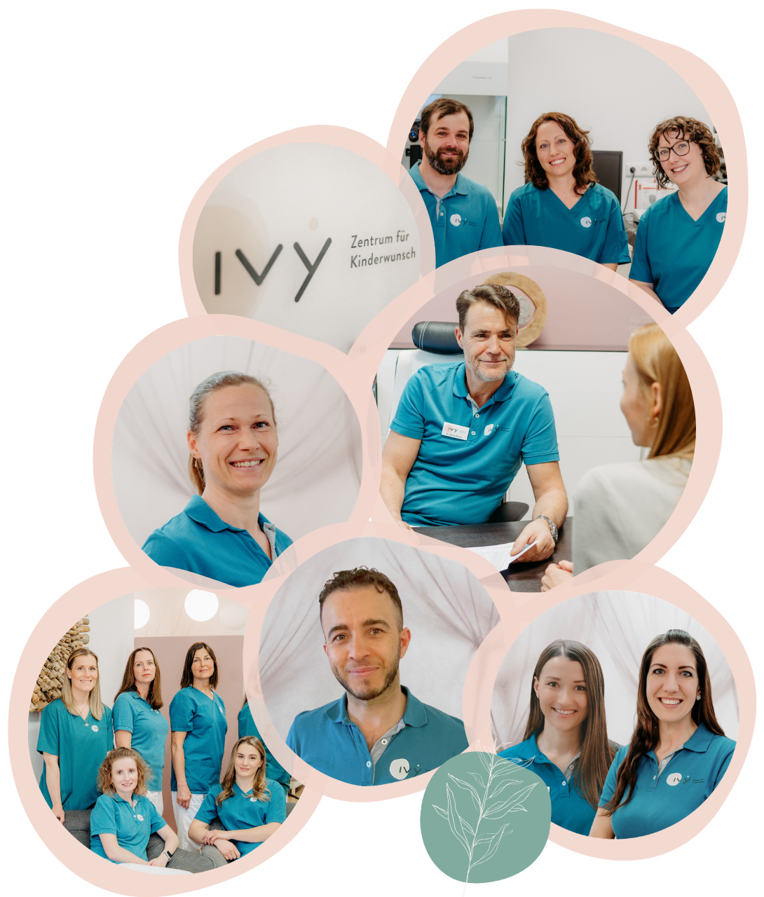 Gesamtes Team des IVY Zentrum für Kinderwunsch, dargestellt in Blastozysten Collage